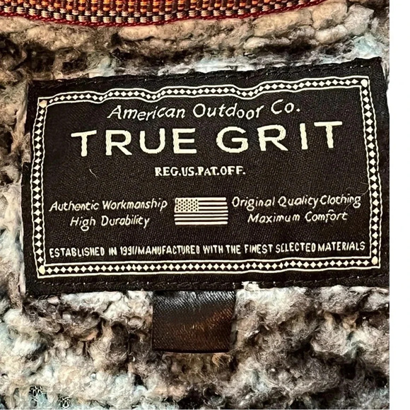TRUE GRIT SHERPA PULLOVER 1/4 ZIP FROSTY TIP‎ AZTEC PATTERN SUPER SOFT SIZE MED - Picture 7 of 10